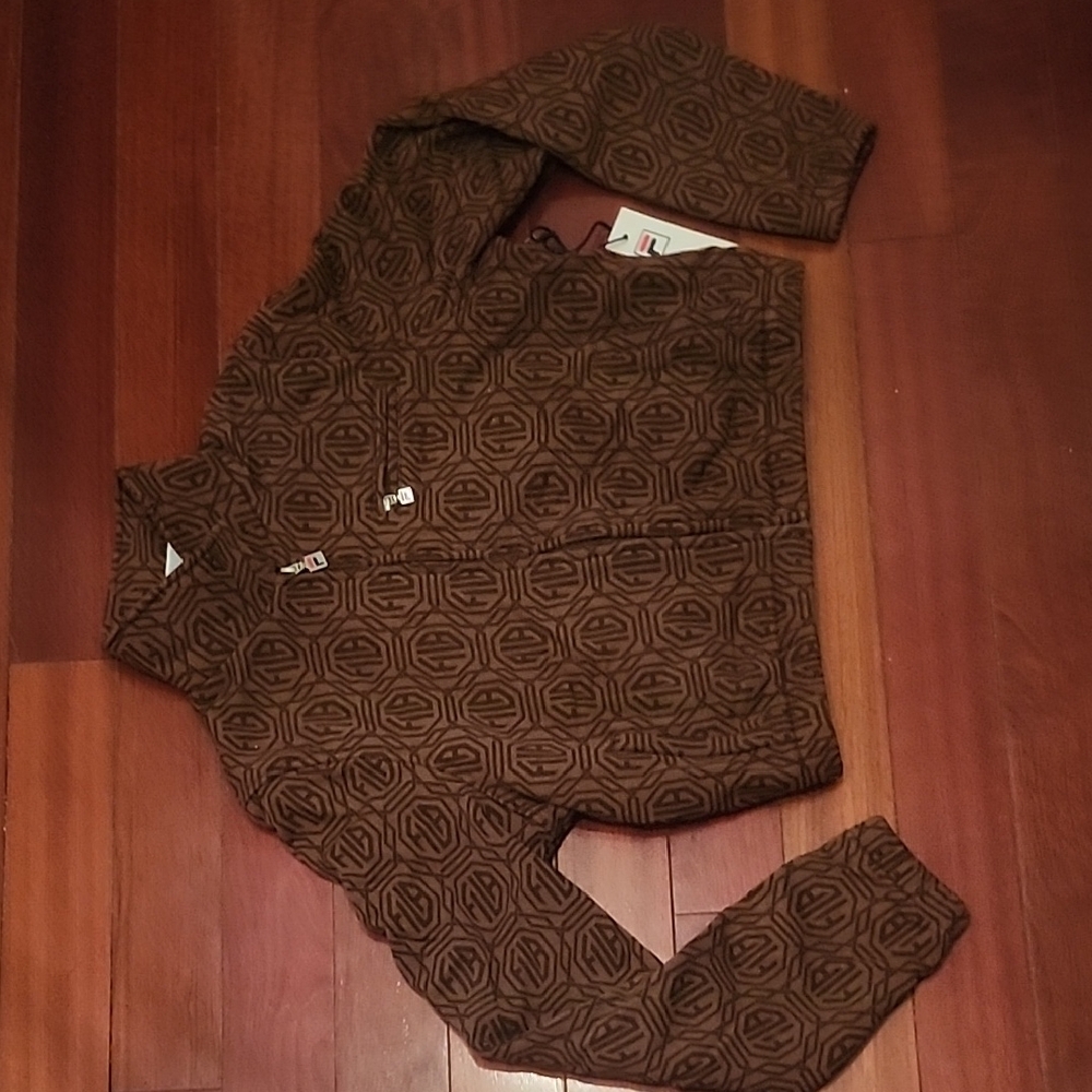 Nwt! FILA Brown Logo Patterned Jacket